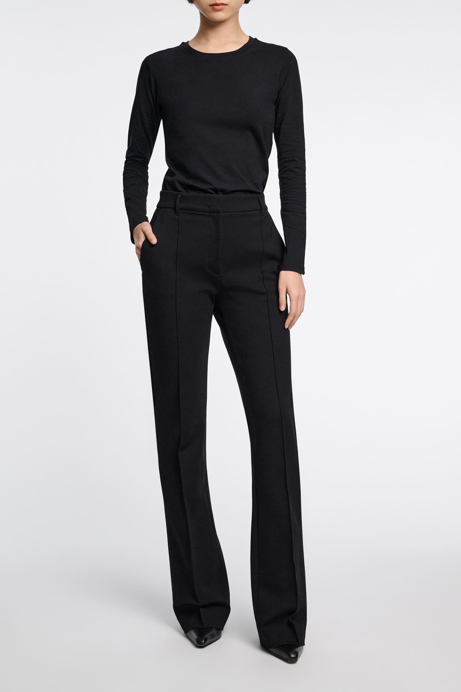 Dorothee Schumacher FLARED PANTS IN PUNTO MILANO pure black