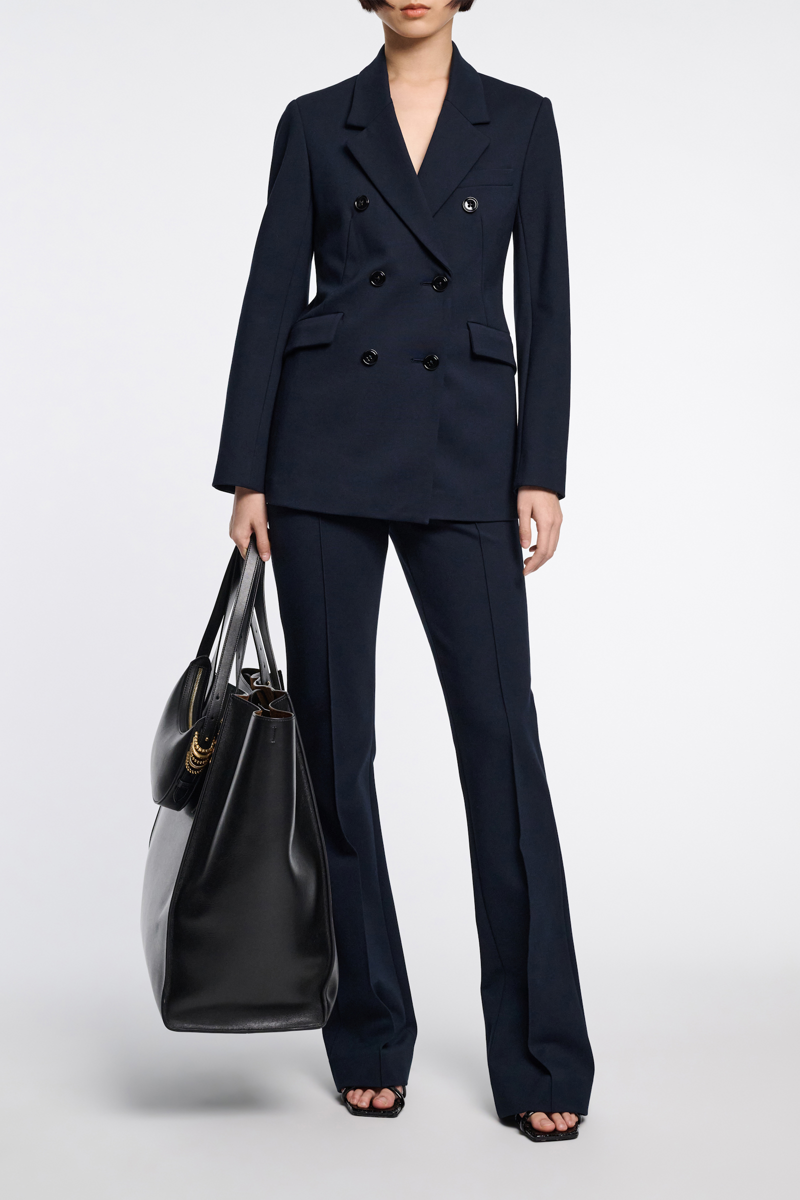 Dorothee Schumacher FLARED PANTS IN PUNTO MILANO dark navy