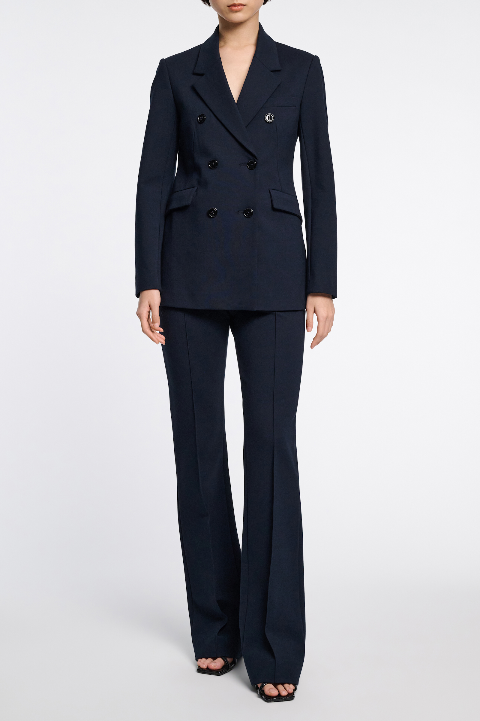 Dorothee Schumacher FLARED PANTS IN PUNTO MILANO dark navy