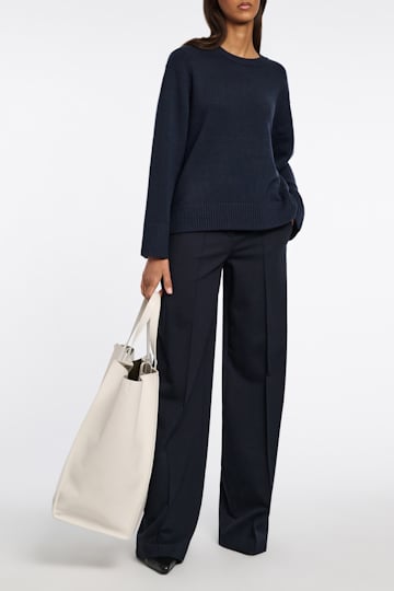 Dorothee Schumacher Hose mit weitem Bein aus Punto Milano dark navy