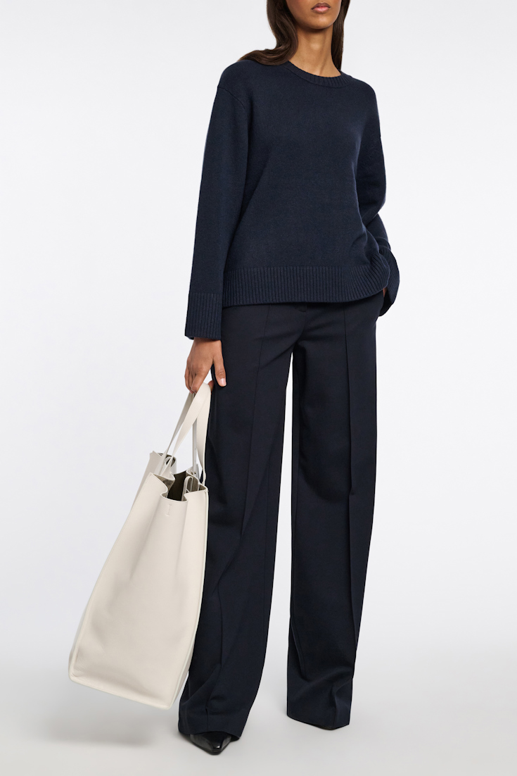Dorothee Schumacher Hose mit weitem Bein aus Punto Milano dark navy