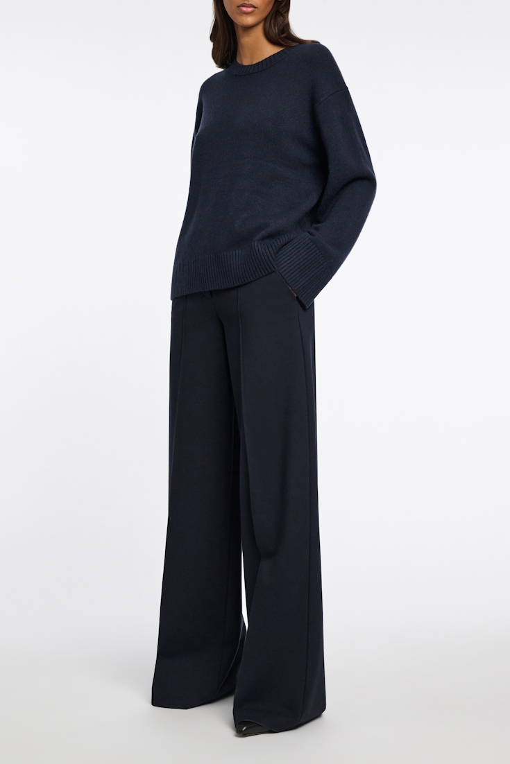 Dorothee Schumacher Hose mit weitem Bein aus Punto Milano dark navy