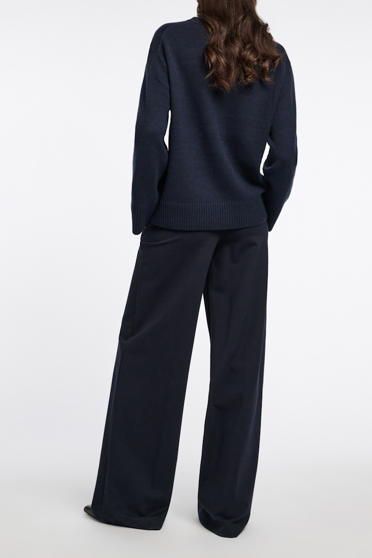 Dorothee Schumacher Hose mit weitem Bein aus Punto Milano dark navy