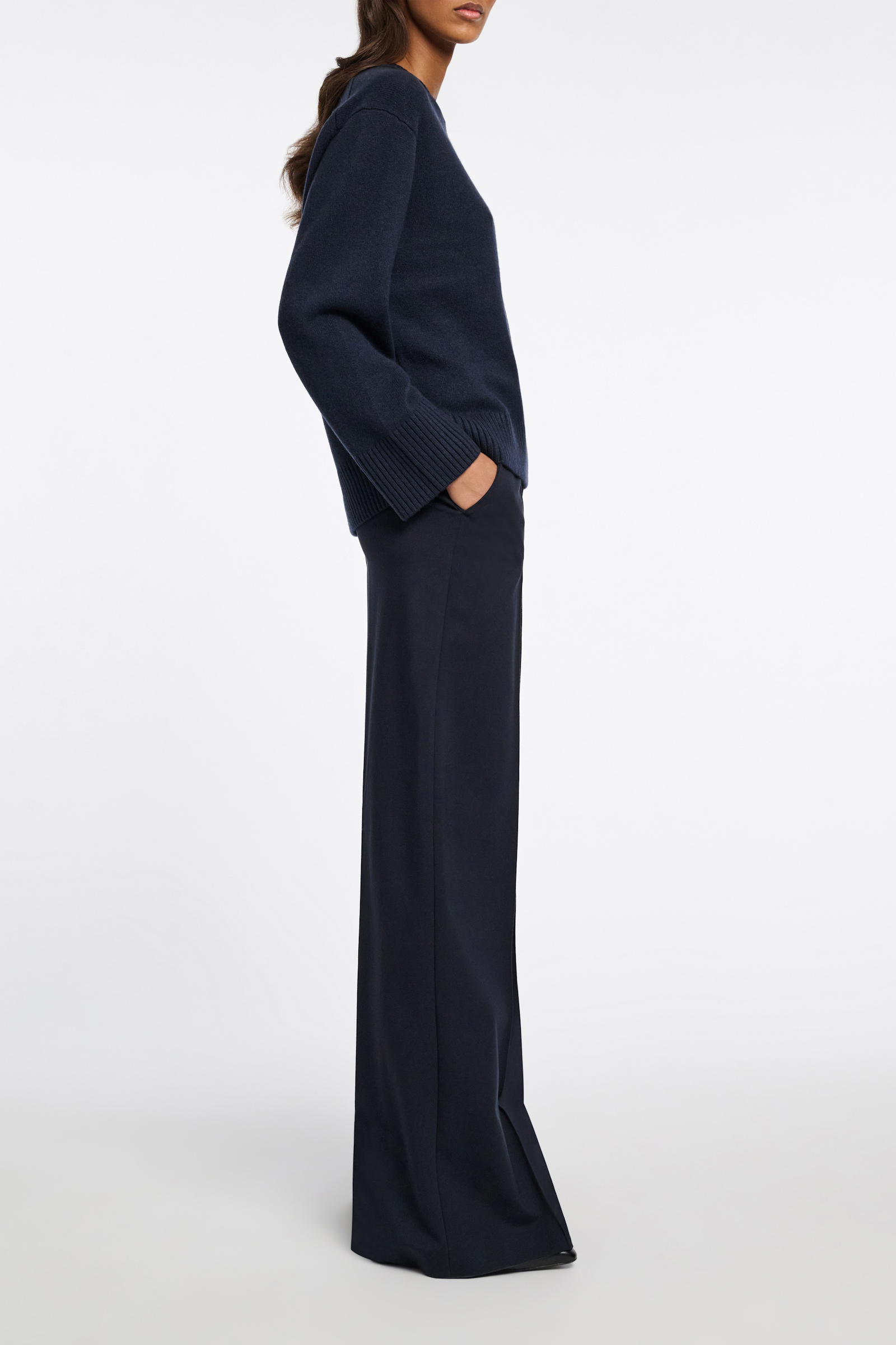 Dorothee Schumacher Hose mit weitem Bein aus Punto Milano dark navy
