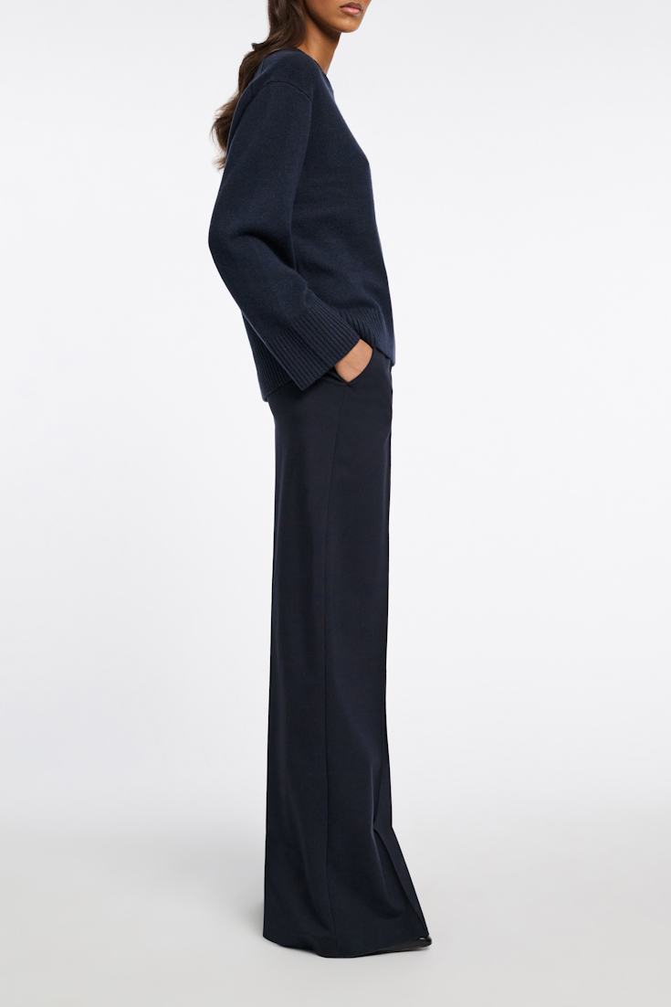 Dorothee Schumacher Hose mit weitem Bein aus Punto Milano dark navy