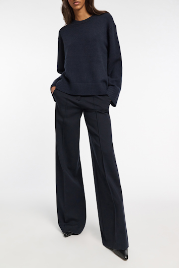 Dorothee Schumacher Hose mit weitem Bein aus Punto Milano dark navy
