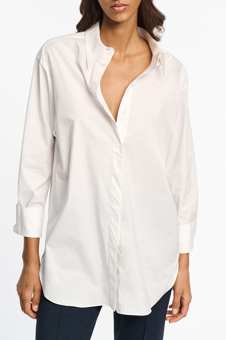 Dorothee Schumacher Relaxed fit stretch cotton poplin shirt pure white