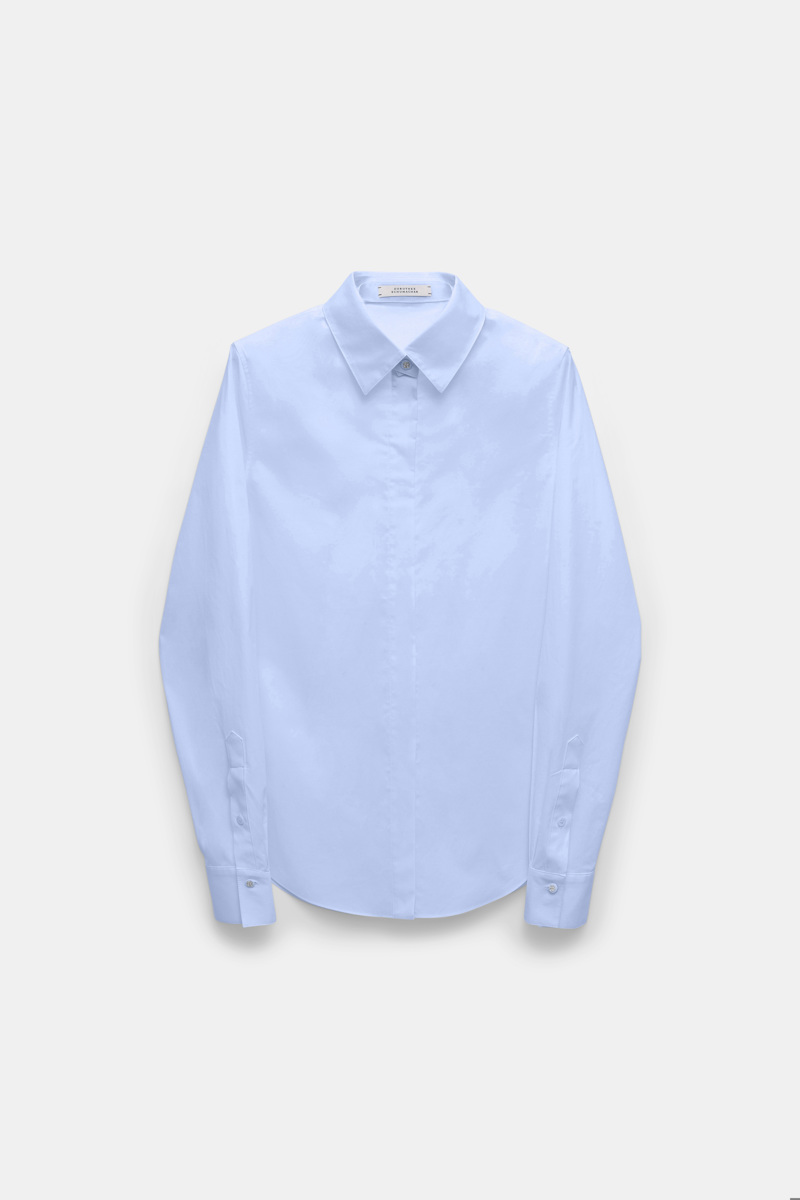 Dorothee Schumacher Women's Blue Cotton-Poplin Blouse Medium