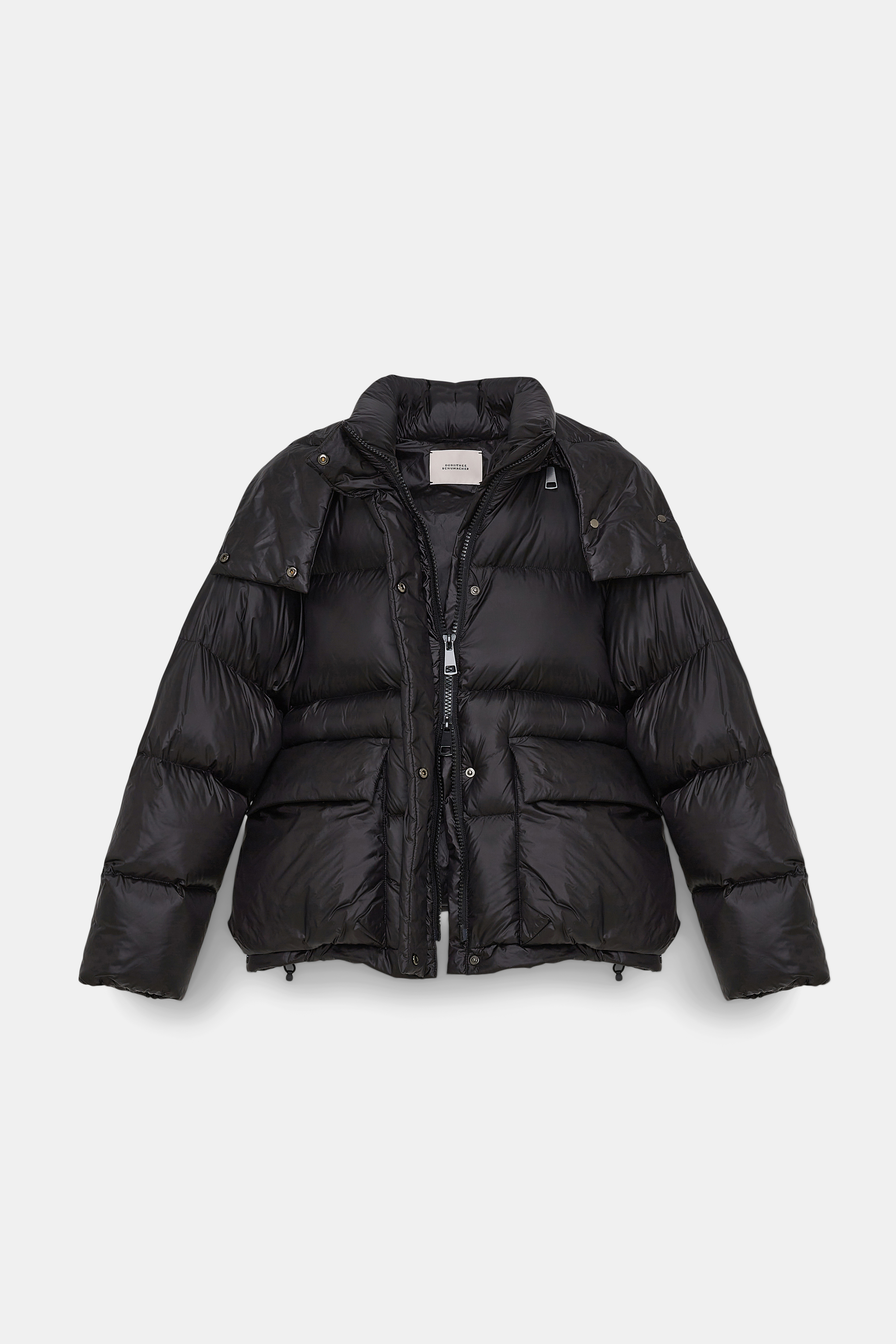 Dorothee Schumacher Padded Quilted Hooded Jacket In Black