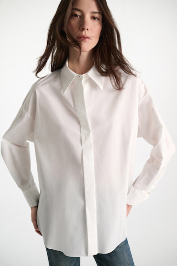 Dorothee Schumacher Oversized Baumwoll-Popeline Hemd pure white
