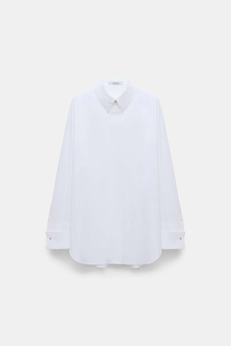 Dorothee Schumacher Oversized Baumwoll-Popeline Hemd pure white