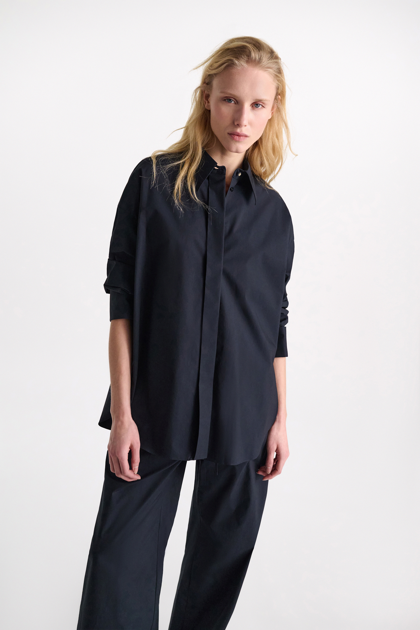 Dorothee Schumacher Oversized cotton-poplin shirt dark navy