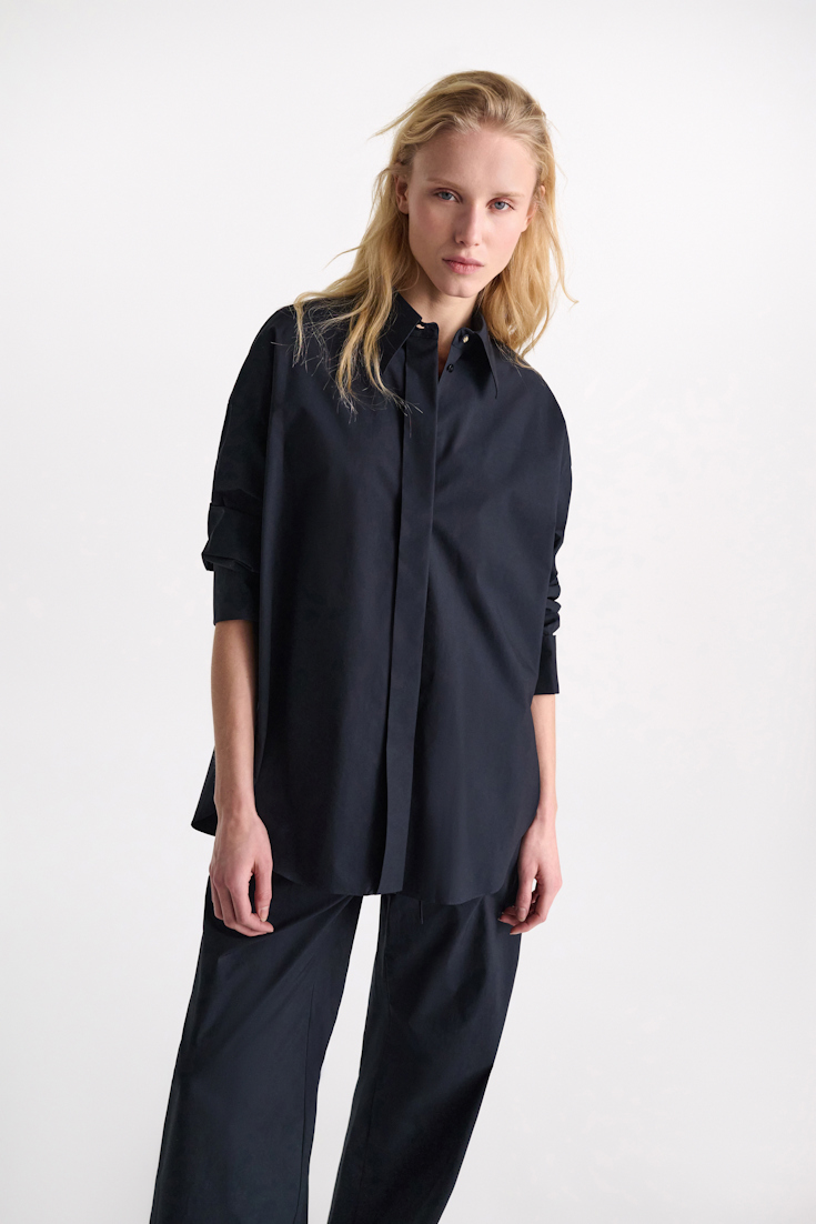 Dorothee Schumacher Oversized cotton-poplin shirt dark navy