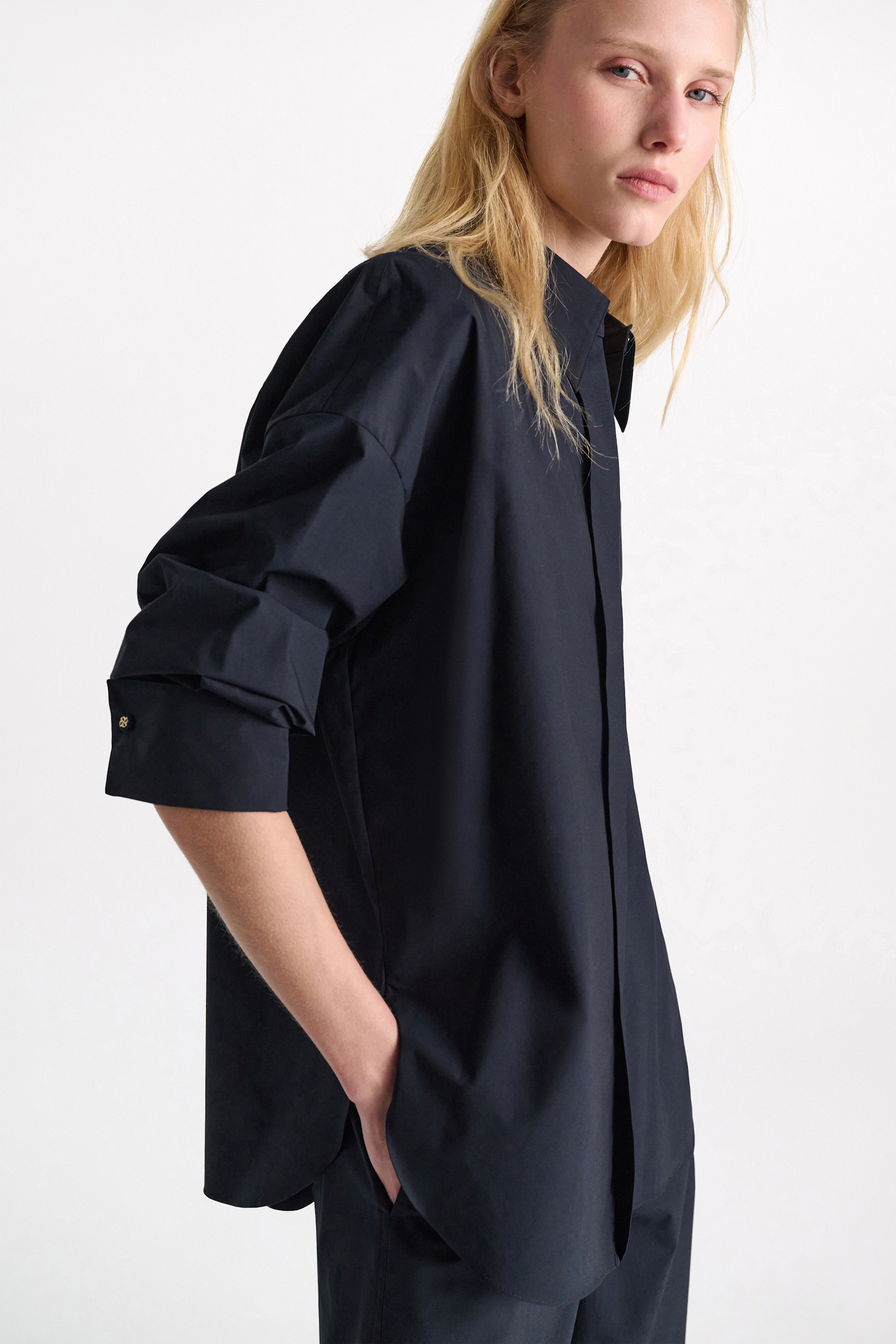 Dorothee Schumacher Oversized cotton-poplin shirt dark navy