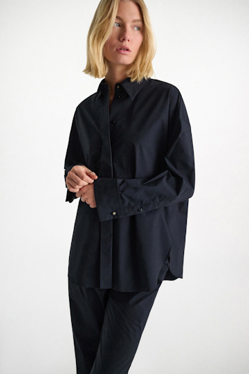 Dorothee Schumacher Oversized Baumwoll-Popeline Hemd dark navy