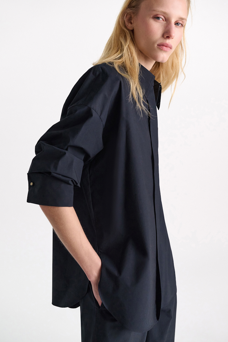 Dorothee Schumacher Oversized cotton-poplin shirt dark navy