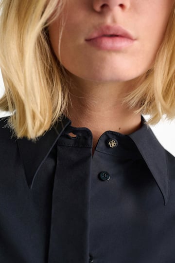 Dorothee Schumacher Oversized Baumwoll-Popeline Hemd dark navy