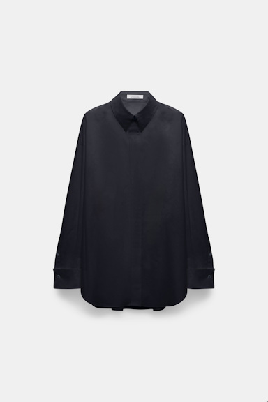 Dorothee Schumacher Oversized Baumwoll-Popeline Hemd dark navy