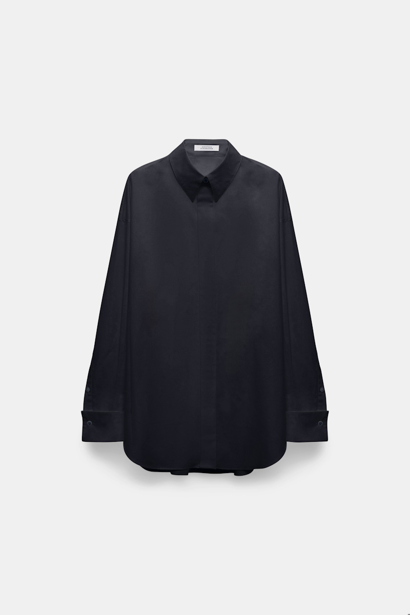 Dorothee Schumacher Women's Blue Oversized Cotton-Poplin Shirt Xxs