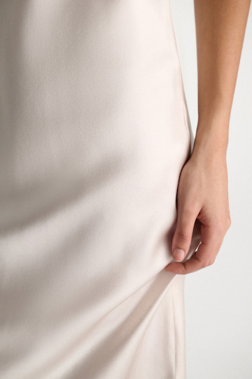 Dorothee Schumacher Loosely fitted stretch silk-satin midi-dress natural white