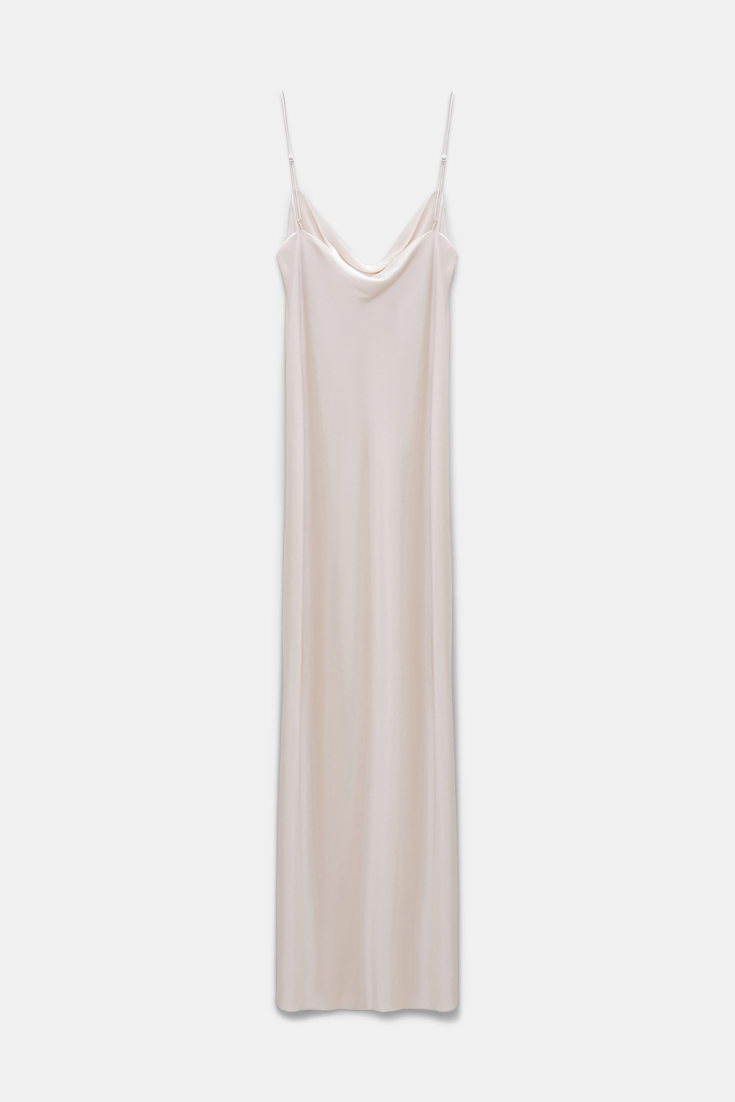 Dorothee Schumacher DRAPED FRONT SATIN DRESS natural white