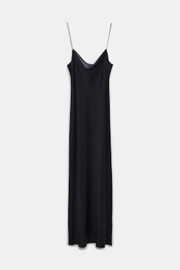 Dorothee Schumacher Kleid aus Satin mit Wasserfallausschnitt pure black