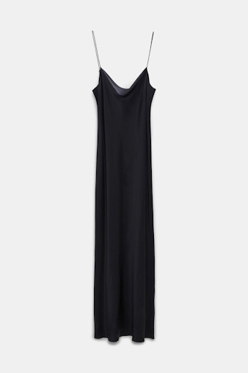 Dorothee Schumacher DRAPED FRONT SATIN DRESS pure black