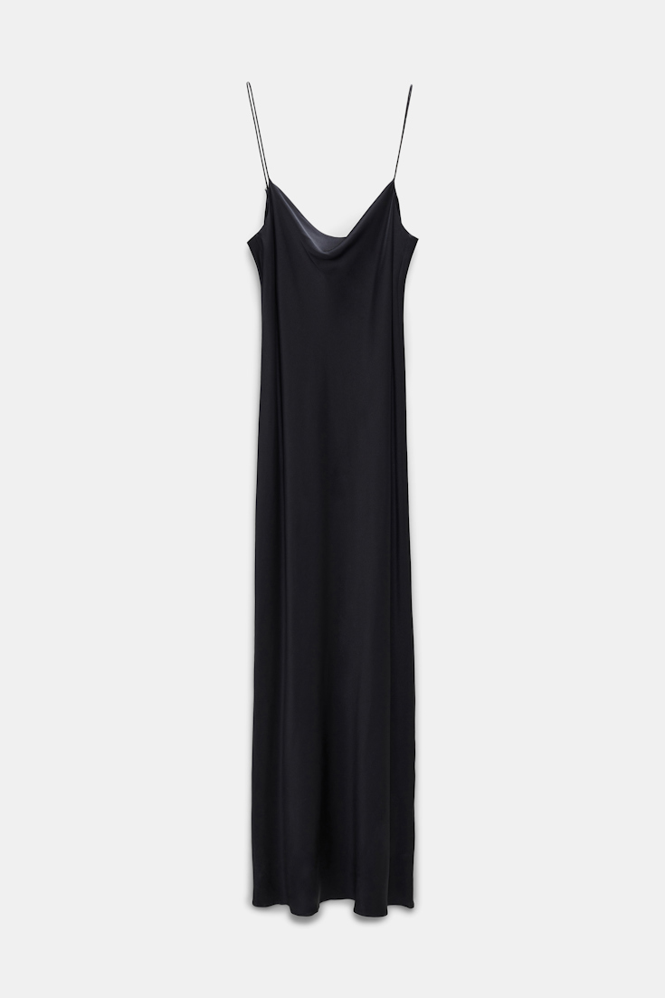 Dorothee Schumacher DRAPED FRONT SATIN DRESS pure black