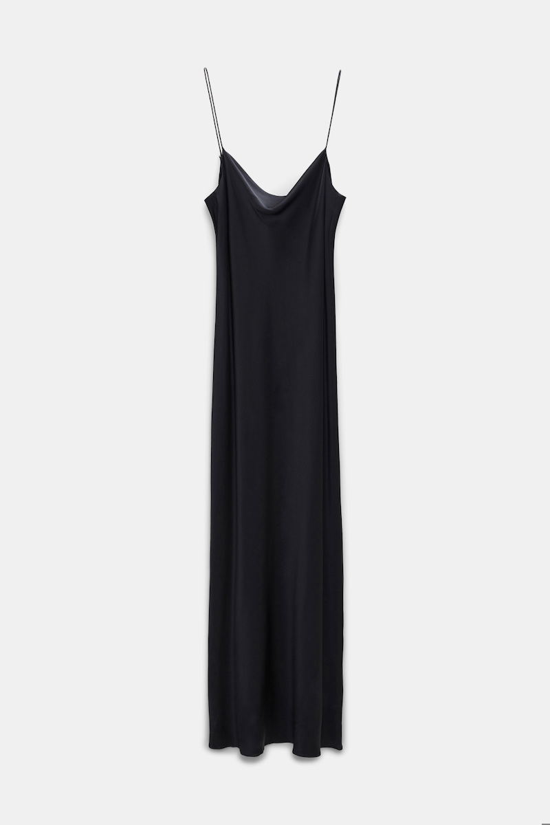 Dorothee Schumacher Women's Black Loosely Fitted Stretch Silk-Satin Midi-Dress Xxs