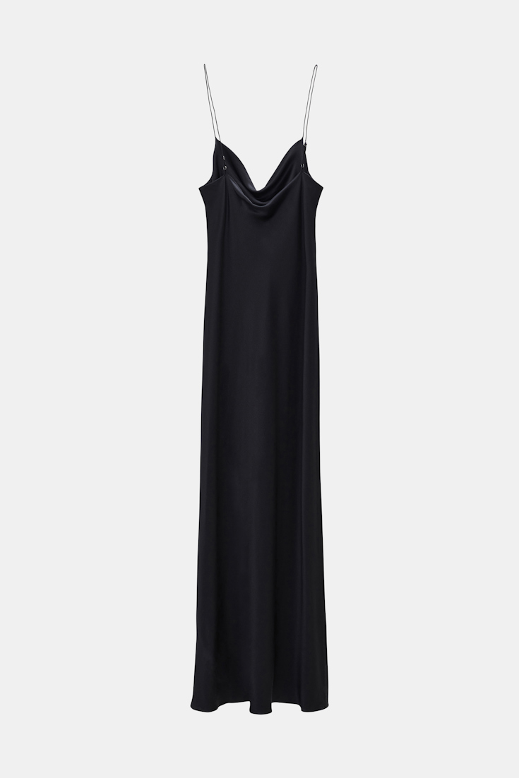 Dorothee Schumacher SATIN KLEID MIT WASSERFALLAUSSCHNITT pure black