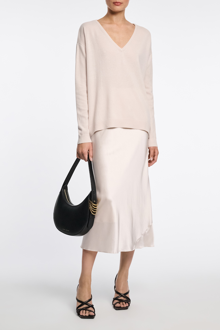 Dorothee Schumacher Rock aus Satin mit Bias-Cut natural white