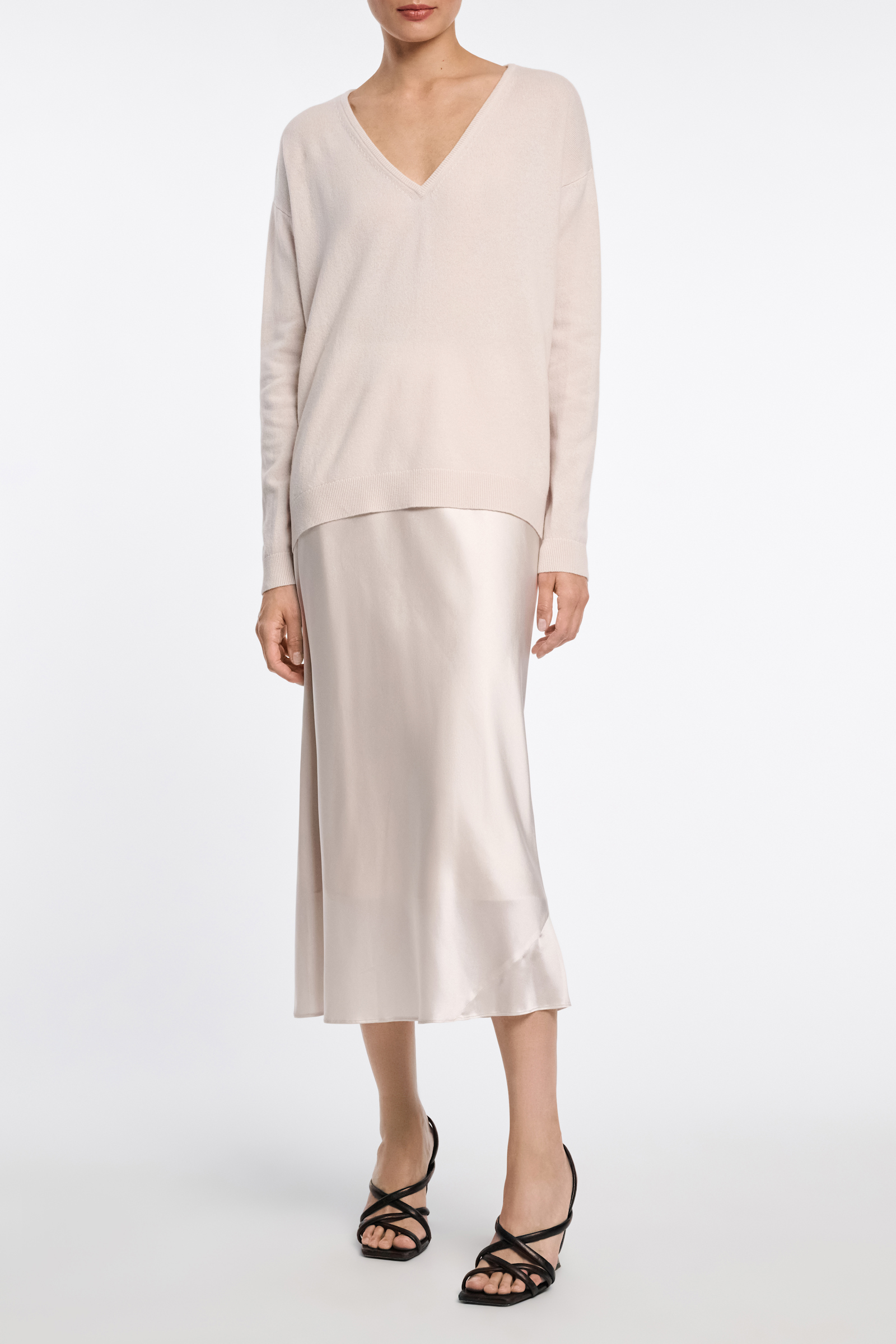Dorothee Schumacher Rock aus Satin mit Bias-Cut natural white