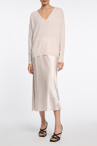 Dorothee Schumacher Rock aus Satin mit Bias-Cut natural white