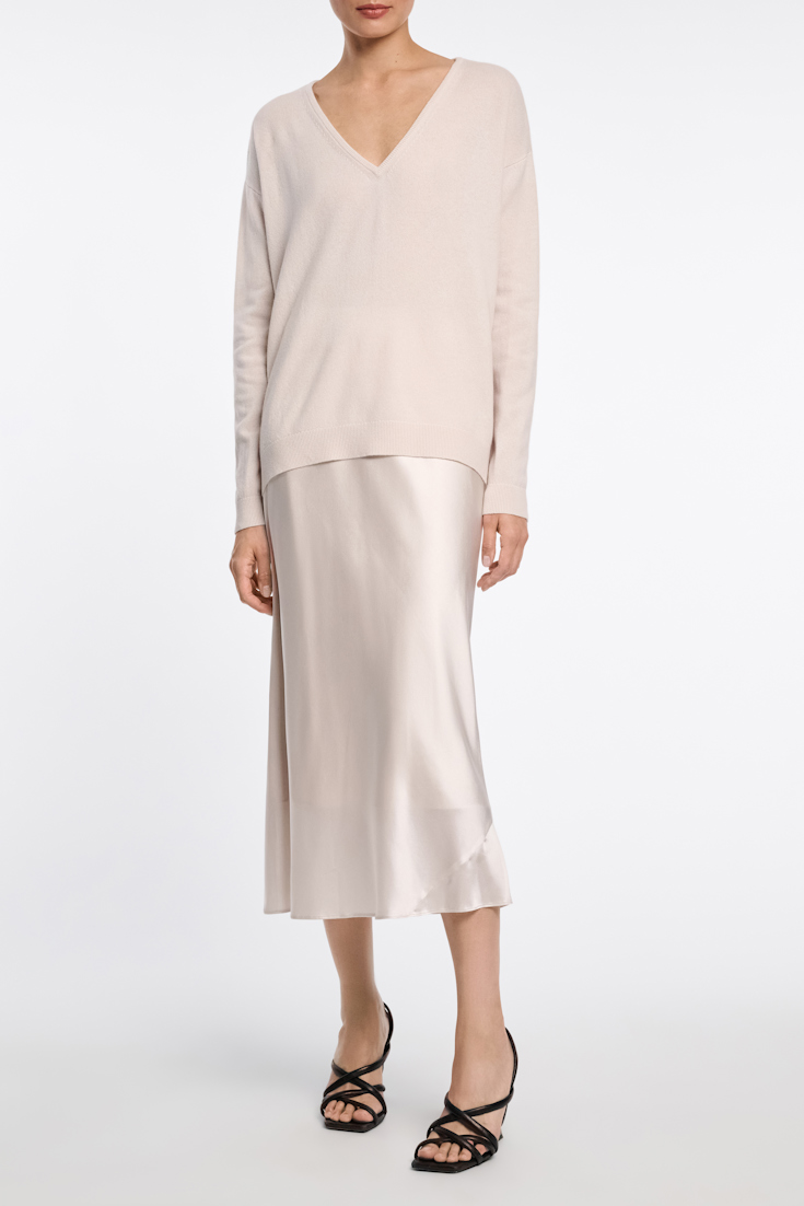 Dorothee Schumacher Rock aus Satin mit Bias-Cut natural white