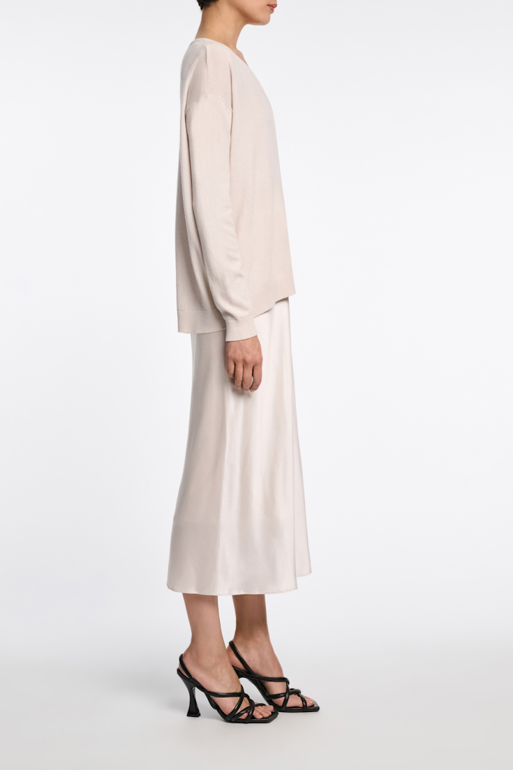 Dorothee Schumacher Rock aus Satin mit Bias-Cut natural white