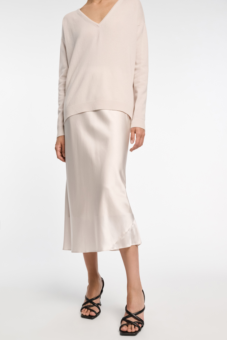 Dorothee Schumacher Rock aus Satin mit Bias-Cut natural white