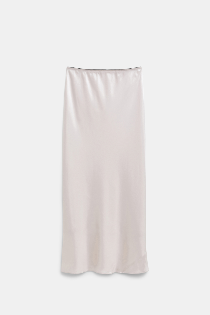 Dorothee Schumacher Rock aus Satin mit Bias-Cut natural white