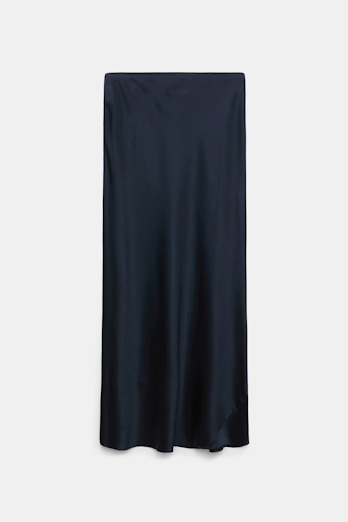Dorothee Schumacher Stretch silk-satin midi-skirt dark navy