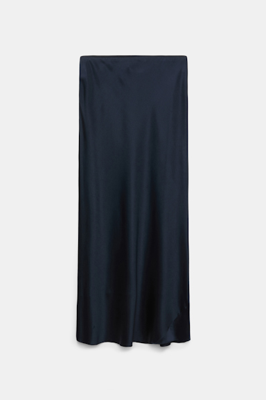 Dorothee Schumacher Stretch silk-satin midi-skirt dark navy