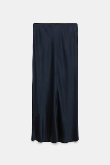 Dorothee Schumacher Rock aus Satin mit Bias-Cut dark navy