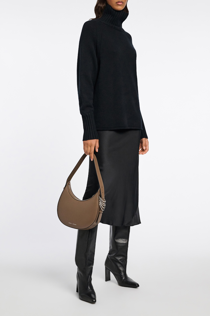 Dorothee Schumacher Stretch silk-satin midi-skirt pure black