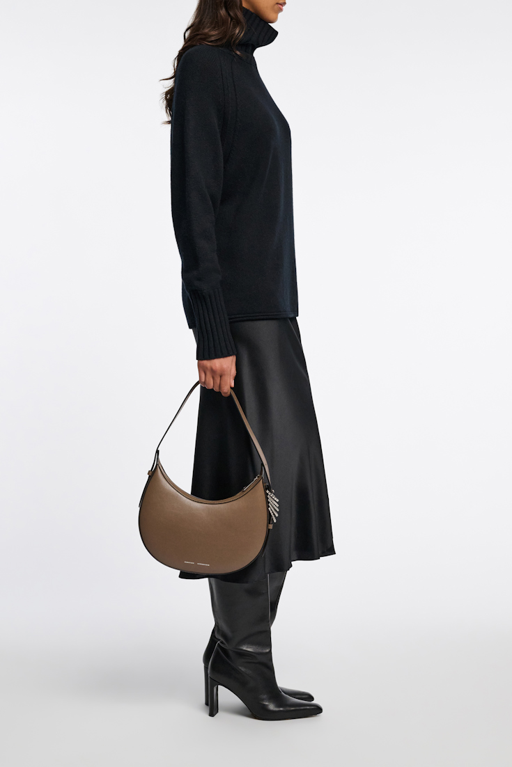 Dorothee Schumacher Stretch silk-satin midi-skirt pure black