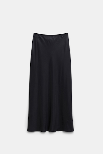 Dorothee Schumacher Stretch silk-satin midi-skirt pure black