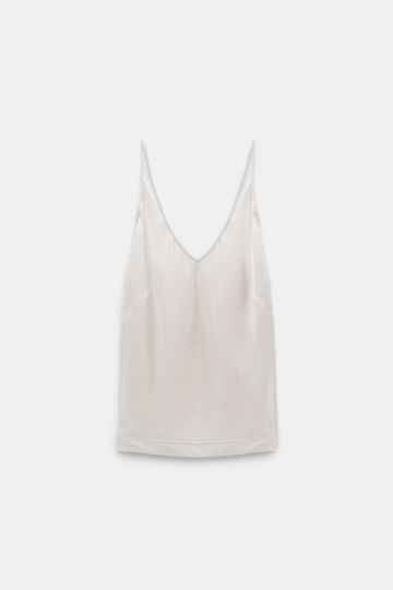 Dorothee Schumacher STRETCH SATIN V-NECK CAMISOLE natural white