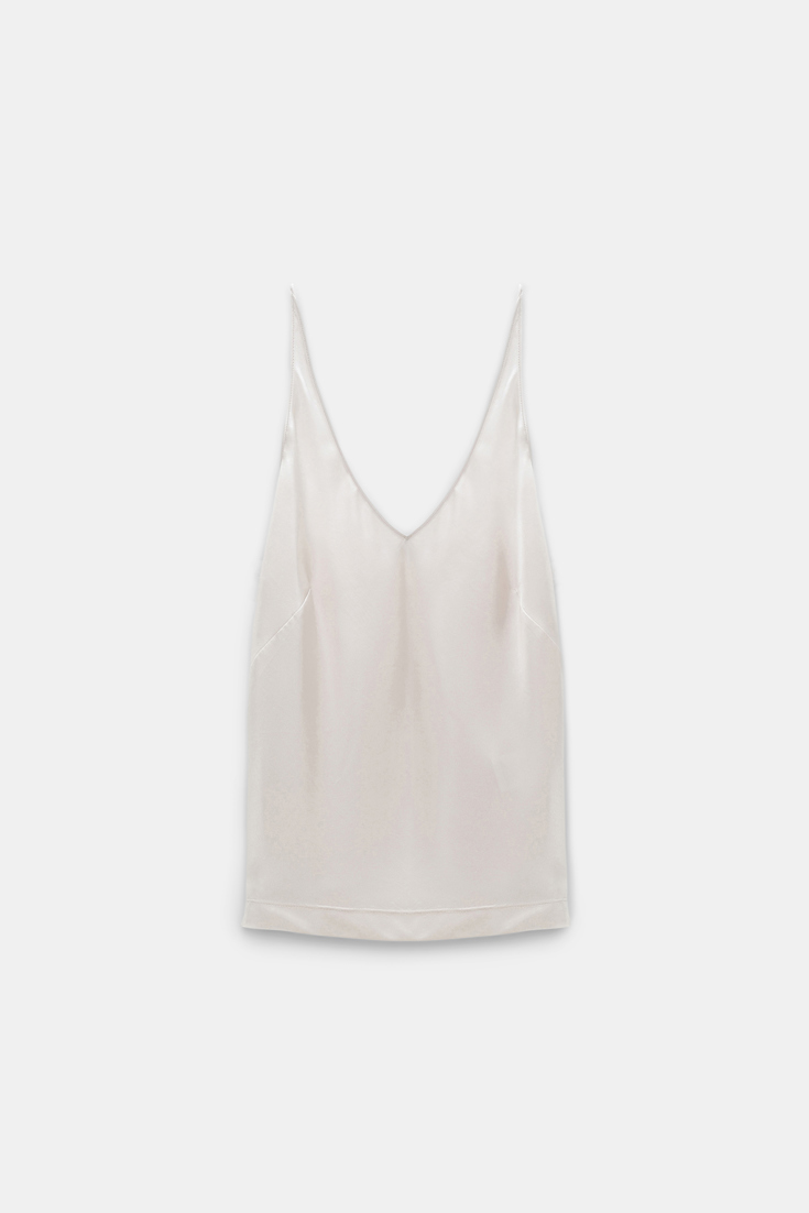 Dorothee Schumacher STRETCH SATIN V-NECK CAMISOLE natural white