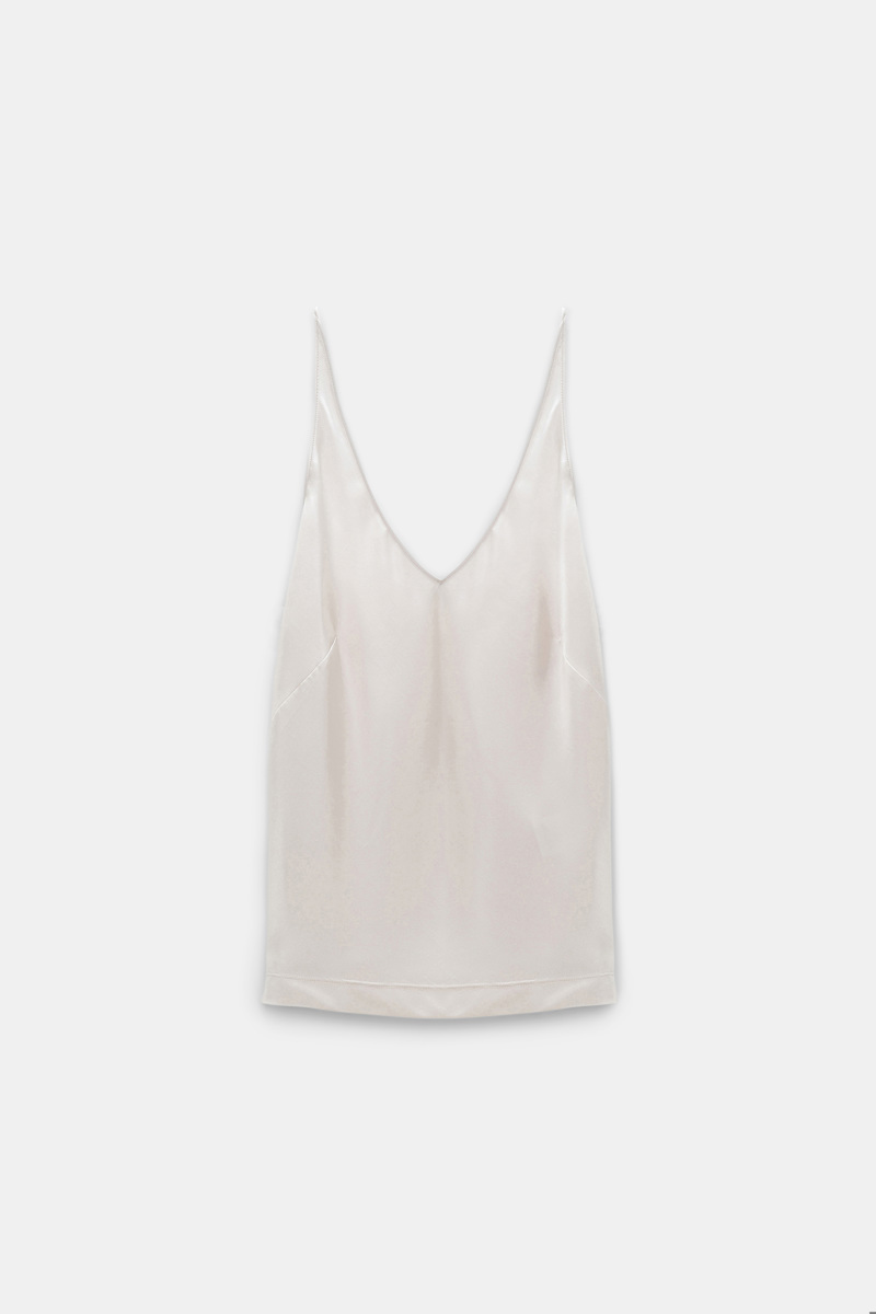 Dorothee Schumacher Women's White Stretch Silk-Satin V-Neck Camisole Extra Small