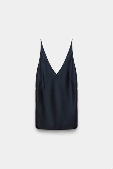 Dorothee Schumacher Top aus Satin mit verstellbaren Trägern dark navy