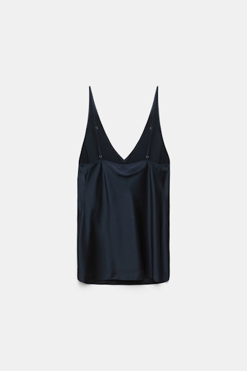 Dorothee Schumacher Top aus Satin mit verstellbaren Trägern dark navy