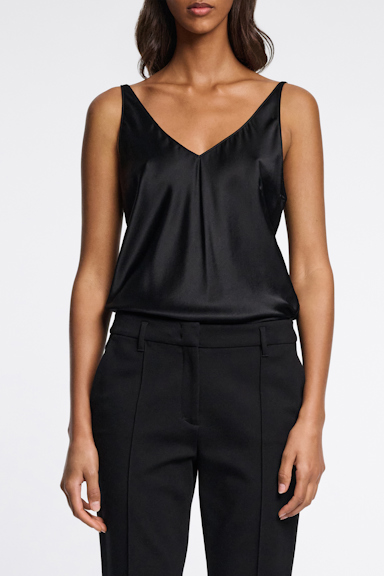 Dorothee Schumacher Stretch silk-satin V-neck camisole pure black