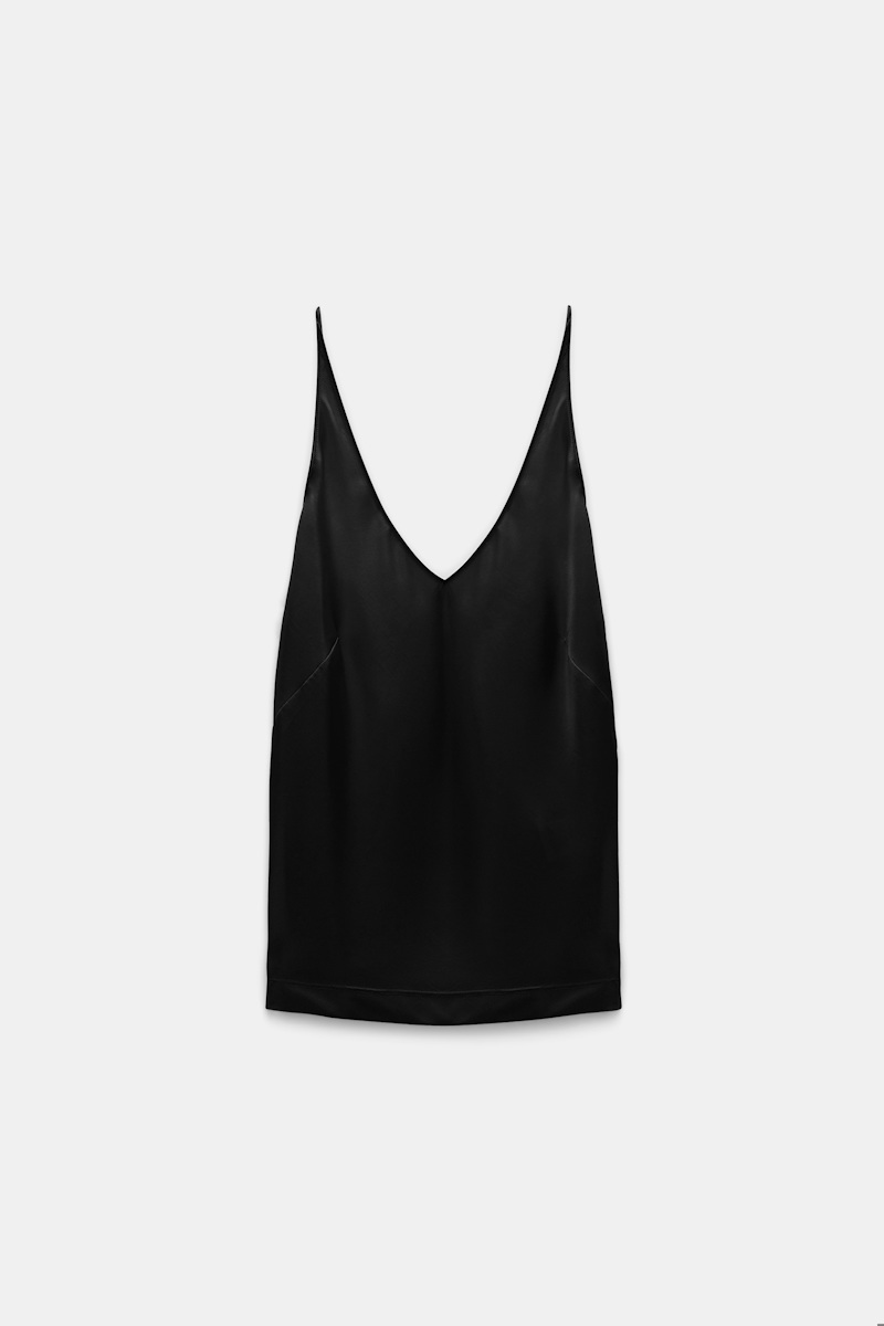 Dorothee Schumacher Women's Black Stretch Silk-Satin V-Neck Camisole Medium